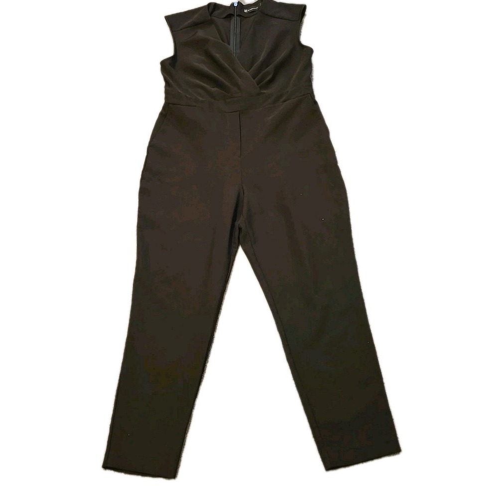New York & Company Jumpsuit Women's  XL Black Wideleg  Sleeveless One Piece